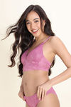 Zivame Enchanted Padded Non Wired 3/4th Coverage Lace Bra - Red Violet — thumbnail 2